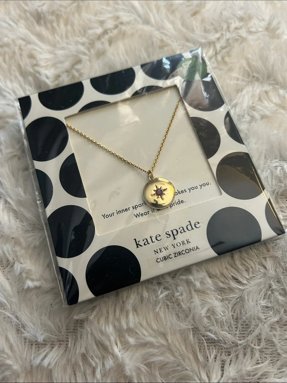 NWT $ kate spade The Color Spark Collection Red Strength Medallion Necklace